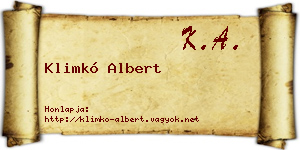 Klimkó Albert névjegykártya